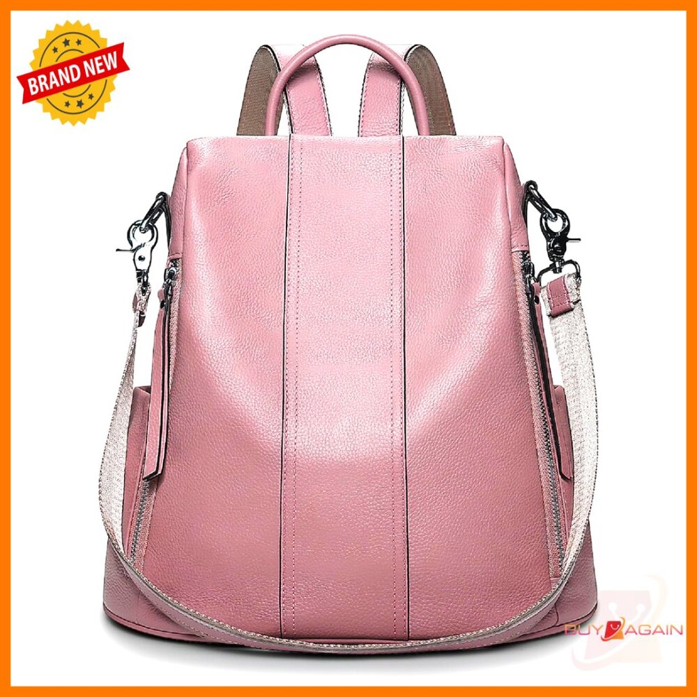 Leather Backpack Purse Anti-Theft Rucksack Medium Women's Shoulder Bag